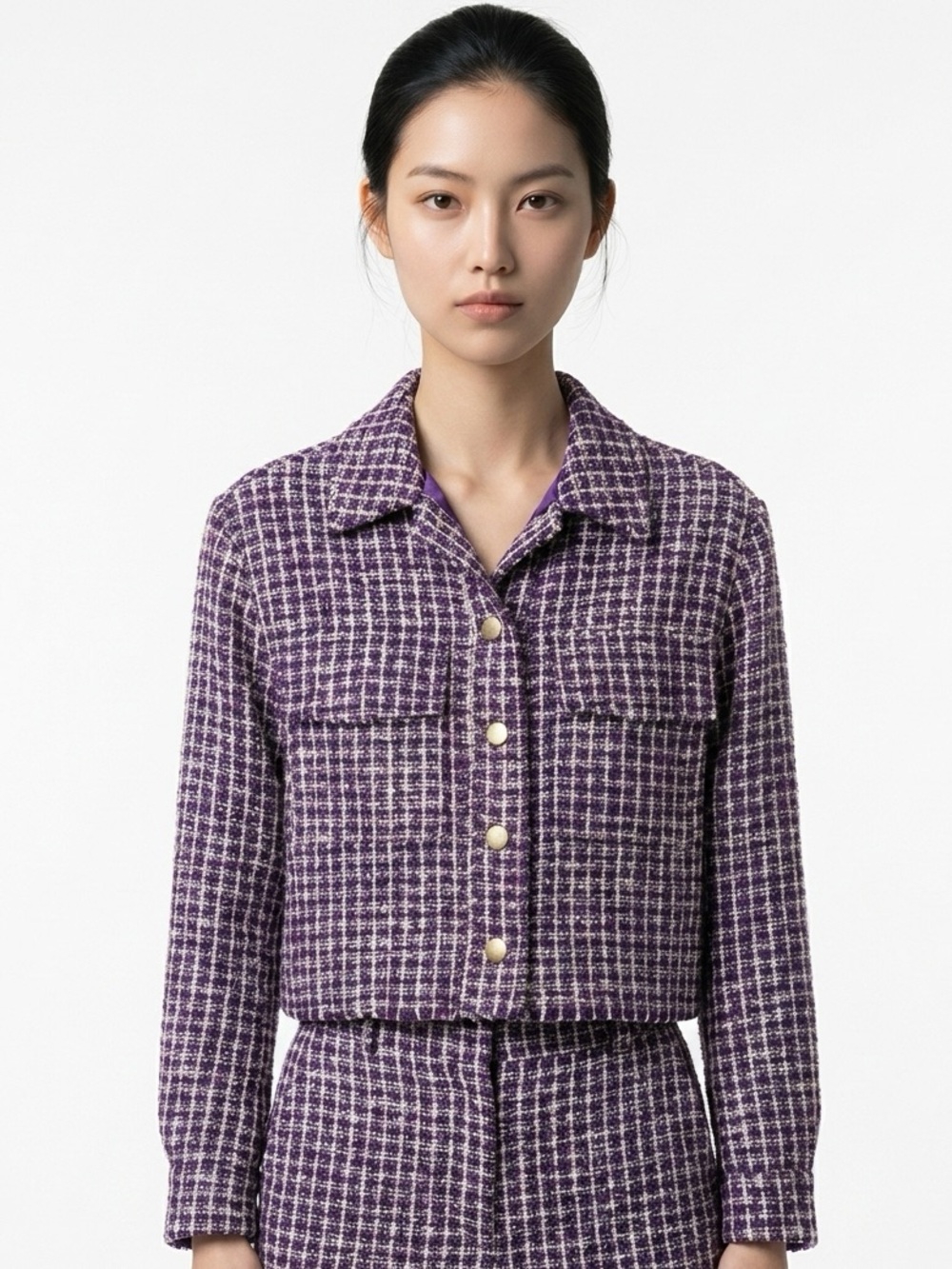HOUSE OF HARLOW | NEW Purple Metallic Tweed Cropped Jacket Women’s Size X-Small